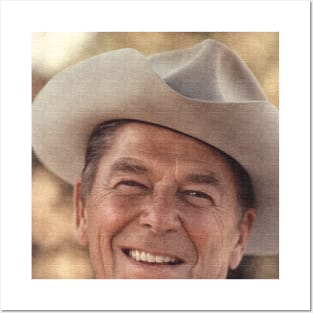 Ronald Reagan Iconic - With Canvas Effect and Daub Effect Posters and Art